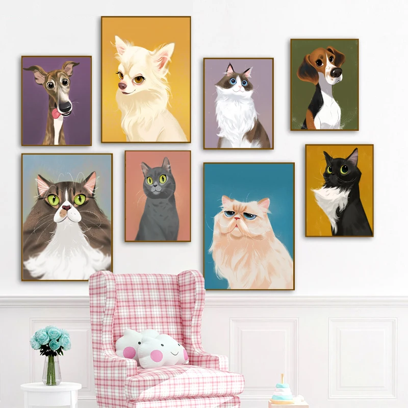 Настенное украшение для детской комнаты мультяшная милая собака кошка домашний