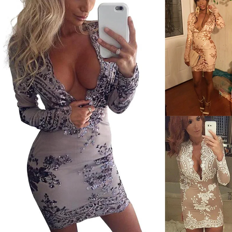 Модное Элегантное Кружевное белое женское платье с блестками сексуальное