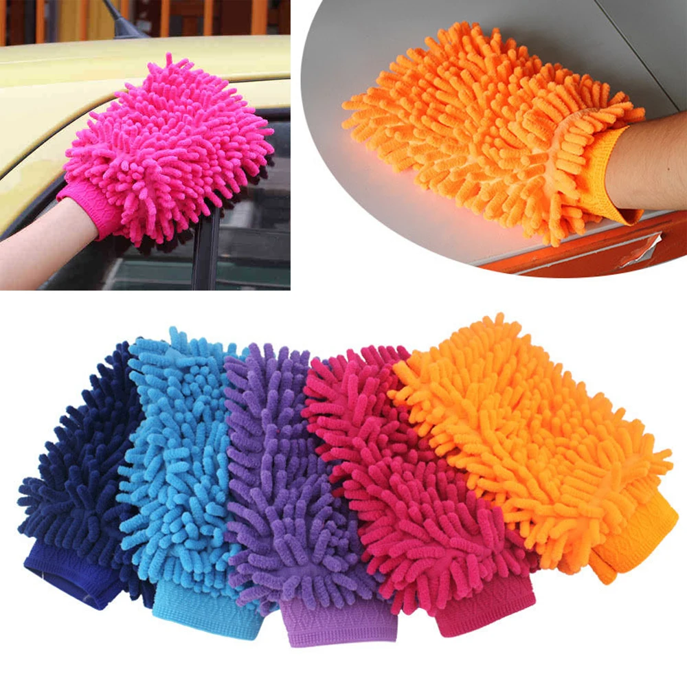 

Car Wash Washing Microfiber Mitt Dual Sided Auto Cleaning Glove Dust Washer Best Durable Car Accessories 22*15cm Random Color