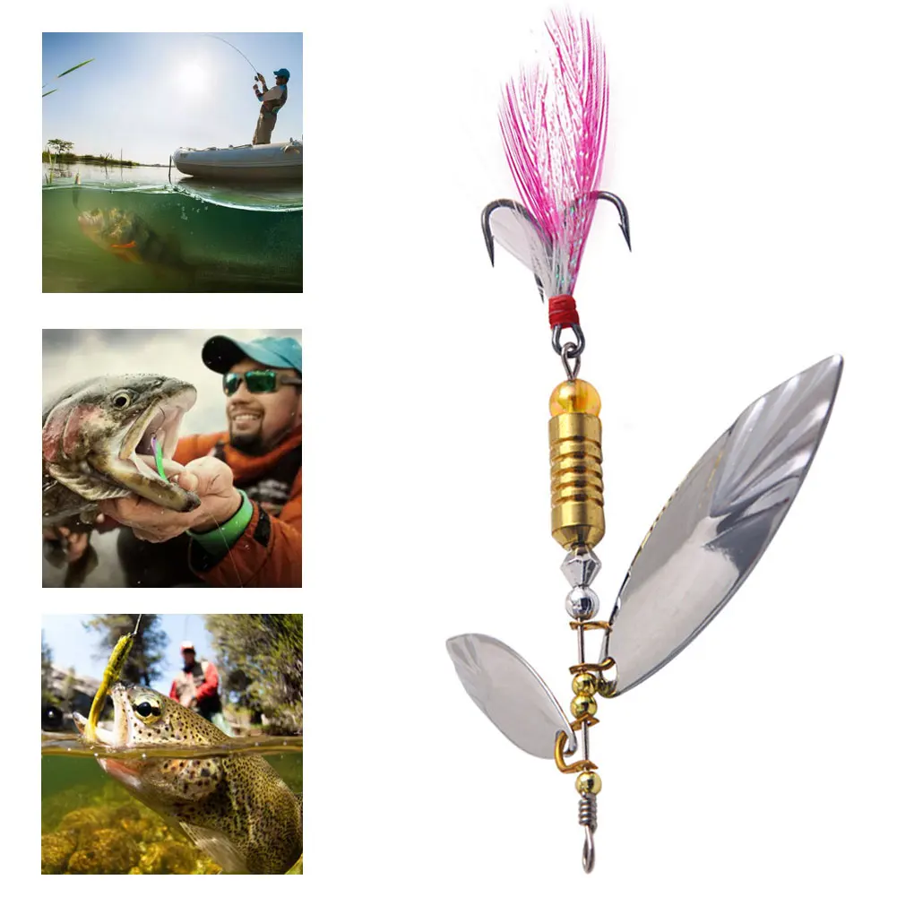 

Alloy Material Rotating Sequins Spoon Lure Length 6 Cm Spinner Fishing Hard Bait With Feather Treble Hook Fishing Accessories