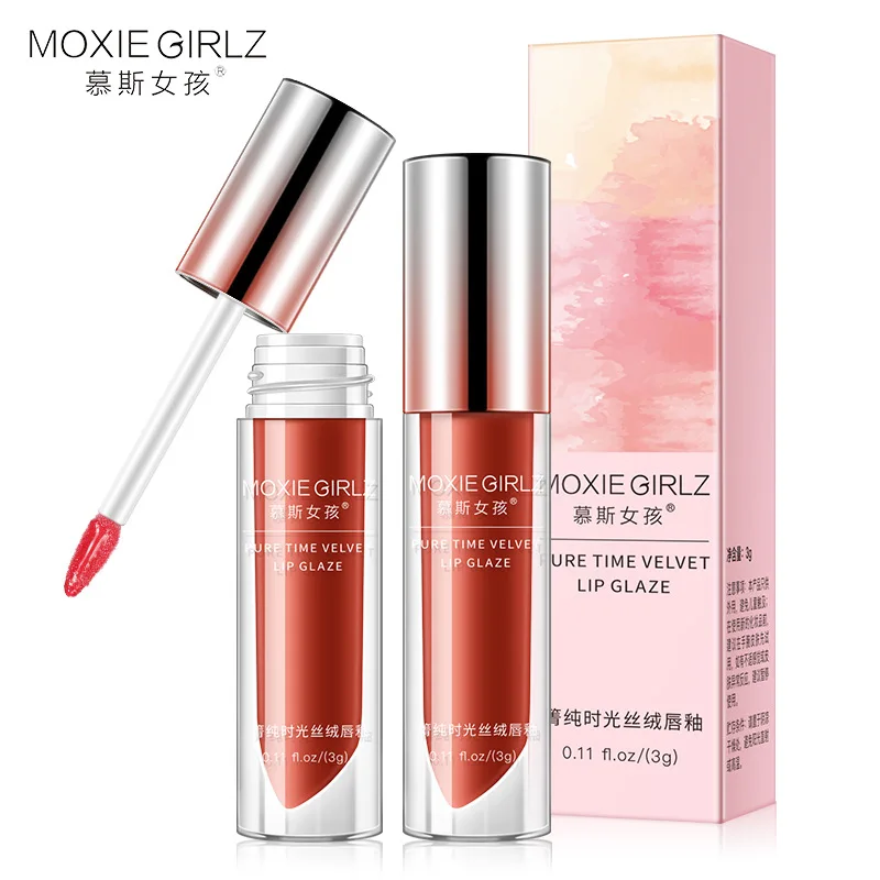 Бархатная глазурованная косметика для губ Mu Si girl Qing pure time гладкий цвет яркий