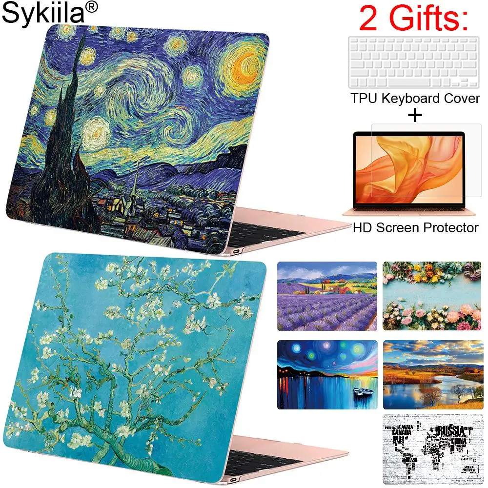 

Чехол для Macbook Air 13 Pro 13 Touch Bar 15 16 M1 Chip ID 12 11, чехол, жесткий корпус Funda Gogh Marble A2179 A2337 A2338 2020 2021
