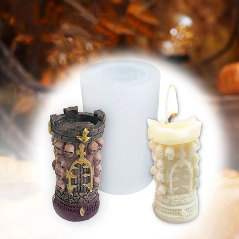

3D Halloween Skull Silicone Soap Mold Candle Making Ice Cube Mould Fondant Cake Chocolate Decorating DIY Baking Tools