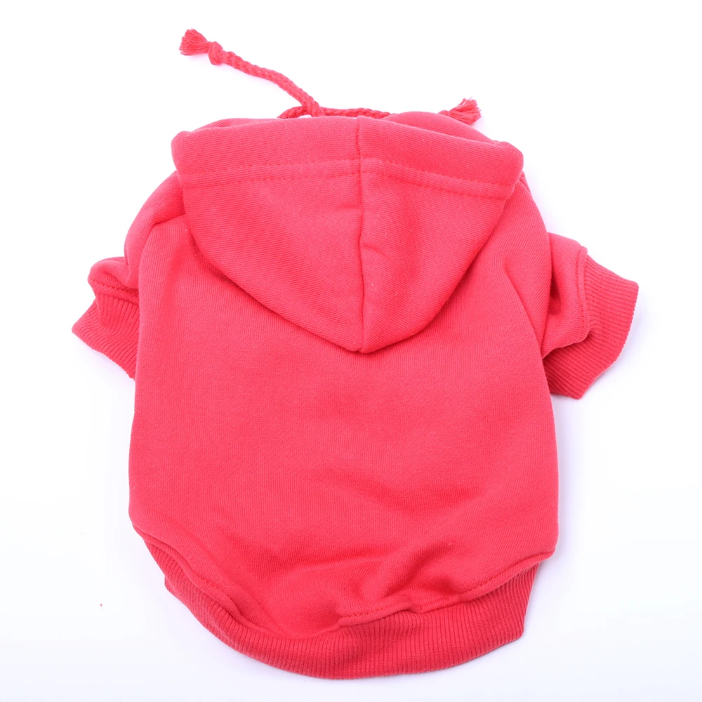 Red Однотонный свитер с капюшоном для собак, кошек, домашних животных, футболка со щенком, пальто для собак, кошек, маленьких и средних размеров, 6 цветов, 7 размеров - Цвет: Red