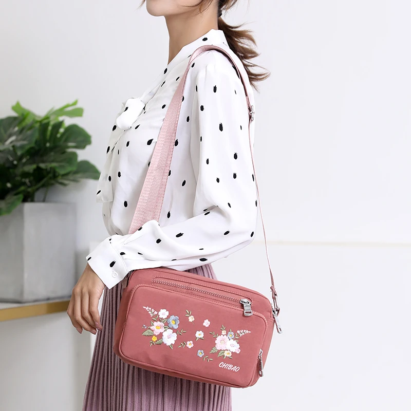 Bags for Women Nylon Crossbody Waterproof Female Messenger Bag Embroidery Shoulder Bag Small Fashion Women Messenger Bags