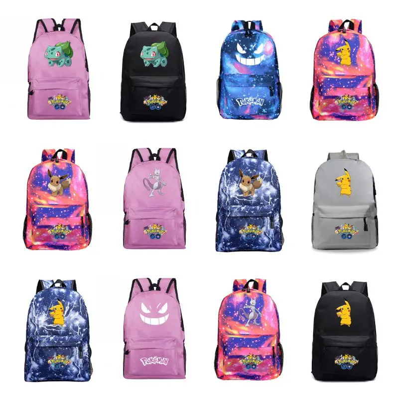 

Polyester Pokémon Game Peripheral Printing Backpack Pikachu Eevee Mewtwo Waterproof Student School Bag Children's Birthday Gifts