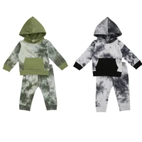 2020 new fashion 0 24m newborn infant baby boy autumn clothes set tie dye printed hooded top pants 2pcs boy clothing
