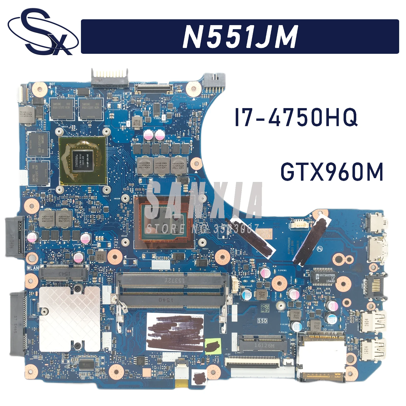 

N551JM original motherboard for ASUS G58JW N551JW G551J G551JW N551JM N551JK N551J notebook motherboard with I7-4750HQ GTX960M