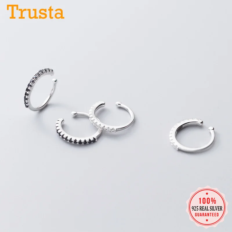 Женские серьги клипсы с фианитами trustdave Клипсы из стерлингового серебра 100% пробы