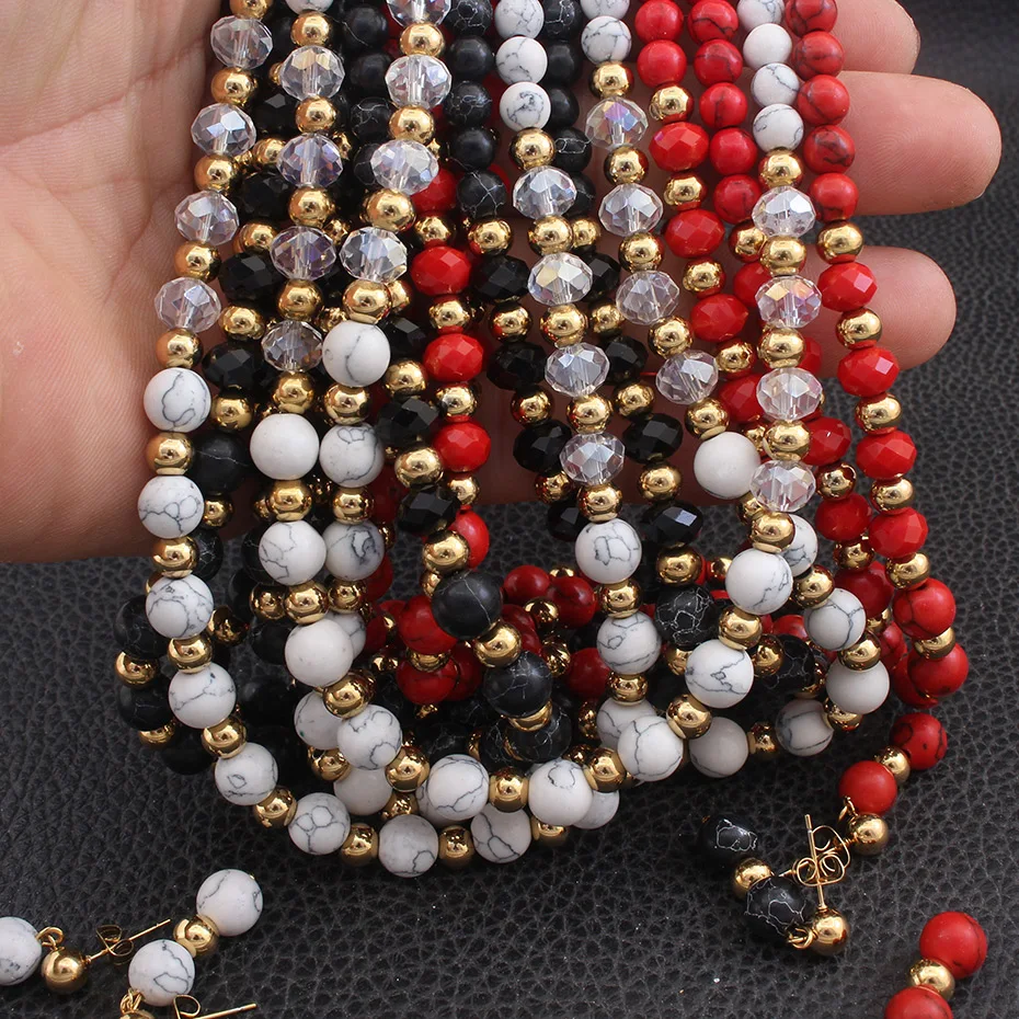 Sweater Ball Necklace &amp Stud Earrings Fashion Stainless Steel Jewelry Sets For Women SEUZAACF | Украшения и аксессуары