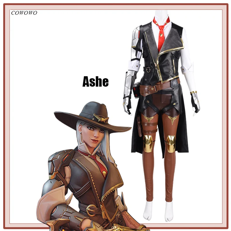 Аниме! Игра OW Ashe боевой костюм красивая кожаная форма косплей для хэллоуина