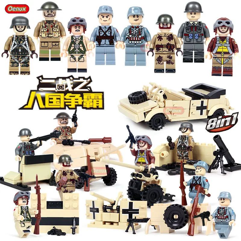 8 шт./лот серия WW2 Конструктор из основных военных штатов модель деталей Военные