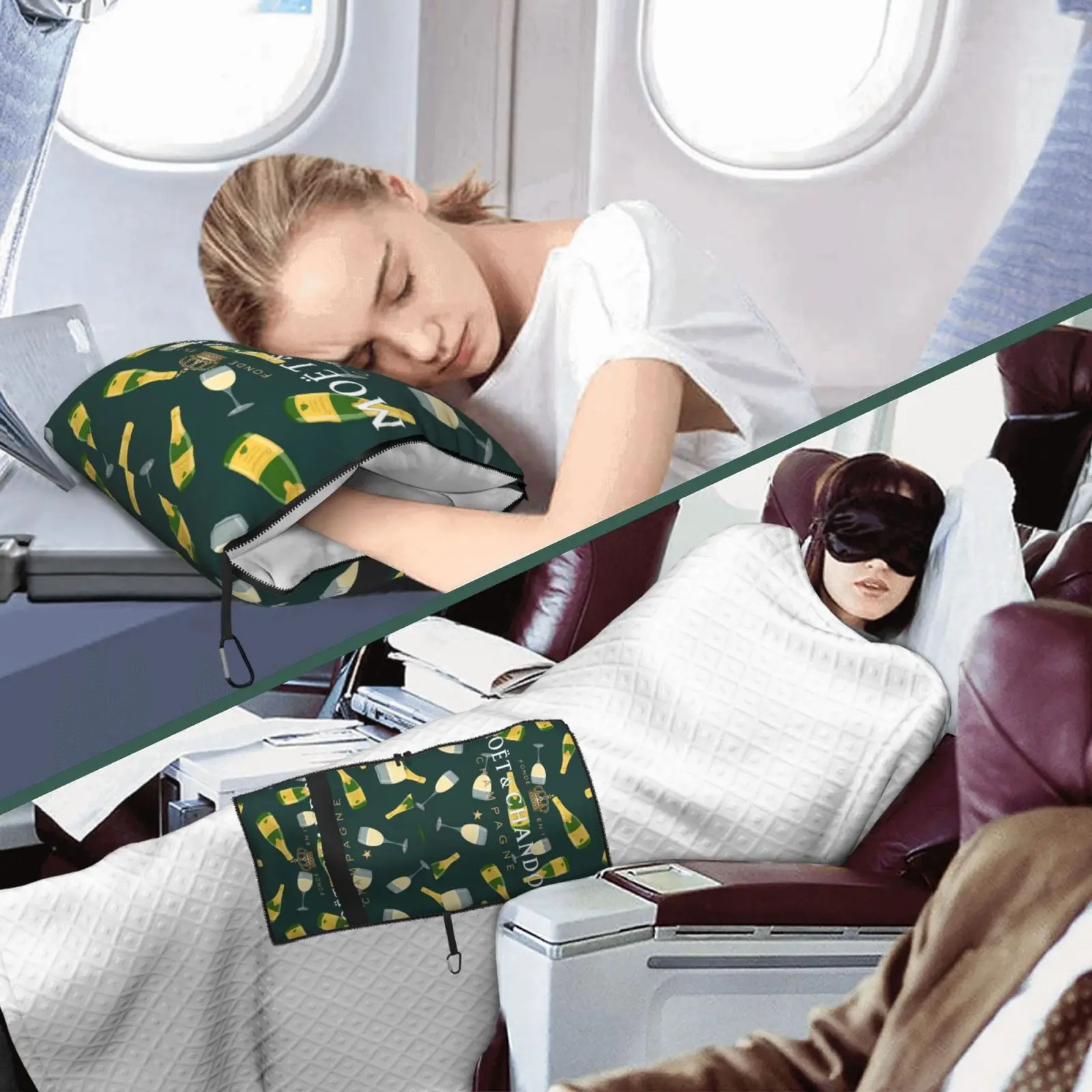 

Moet & Chandon Travel Pillow Blanket, Family Cushion, Bedroom Pillow, Sofa Pillow, Used for Airplane Travel and Camping