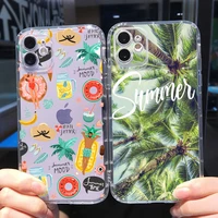 punqzy lovely flower animal soft tpu transparent phone case for iphone 13 12 11 pro max xr x 8 7plus cute summer day banana leaf
