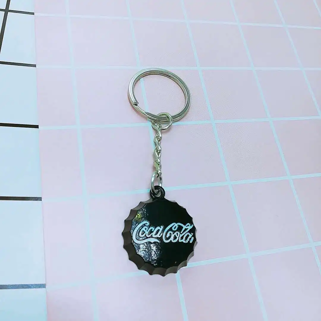 

Summer Creative Cola Keychain Popular Simulation Drink Bottle Cap Keyring Men Wome Holder Car Key Pendant Jewelry Accessories
