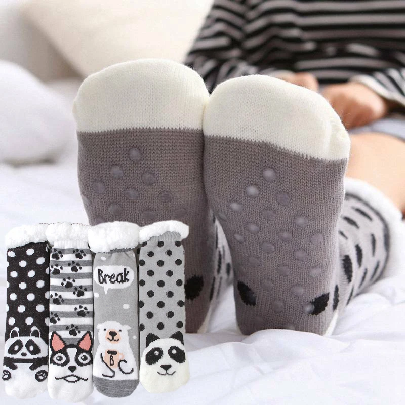 

Women Cute Cartoon Coral Fleece Thicken Socks Winter Warm Floor Socks Soft Breathable Sleep Socks New Year Gift Christmas Sock