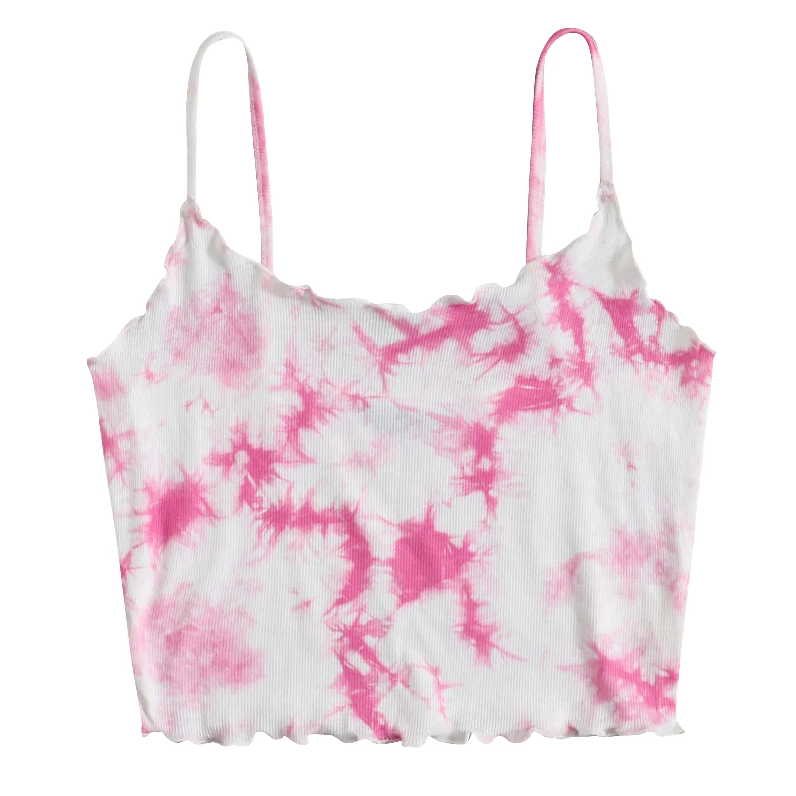 

Echoine Tie Dye Print Sleeveless Crop Top Tee Tops Sexy Bodycon Ribbed Knitted Skinny Stretch Tank Top Vest Summer Camis Tanks