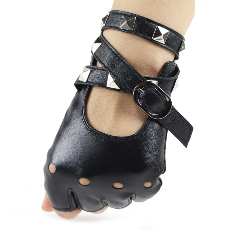 Перчатки из искусственной кожи для мужчин и женщин полуперчатки выступлений в