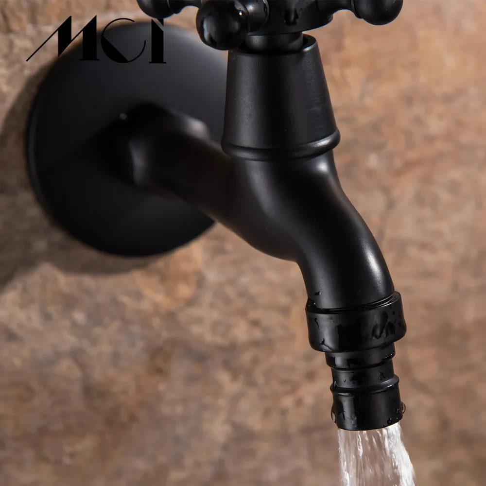 Смеситель для ванной комнаты черный латунный с настенным креплением|Сливные