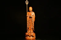 7china lucky old boxwood hand carved ksitigarbha buddha jizo standing buddha office ornaments town house exorcism