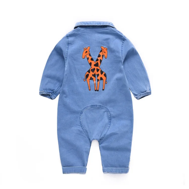 Новинка детские комбинезоны с рисунком жирафа из мультфильма джинсовые длинными