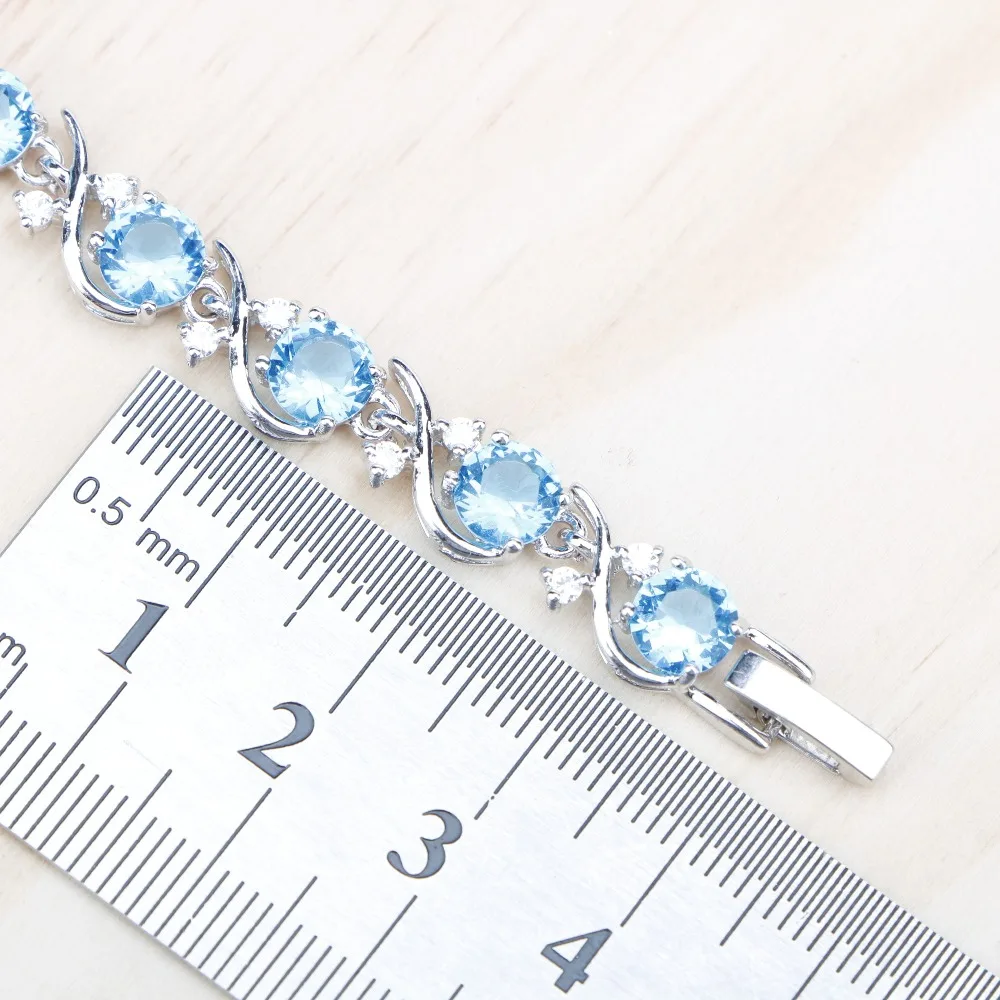 

A Bracelet For Women Sky Blue Cubic Zircon Stones Silver 925 Jewelry Length 20 CM Bracelets Gift Free Jewelry Box