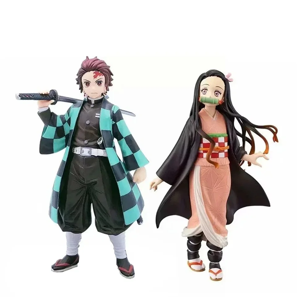 Set Tronzo 18 см фигурка демона-убийцы Kimetsu no Yaiba Kamado Tanjirou Nezuko ПВХ фигурка Модель Кукла коллекционная фигурка игрушки - Цвет: Set