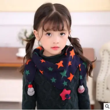 Осенне зимние треугольные шарфы для маленьких девочек с мультяшным рисунком