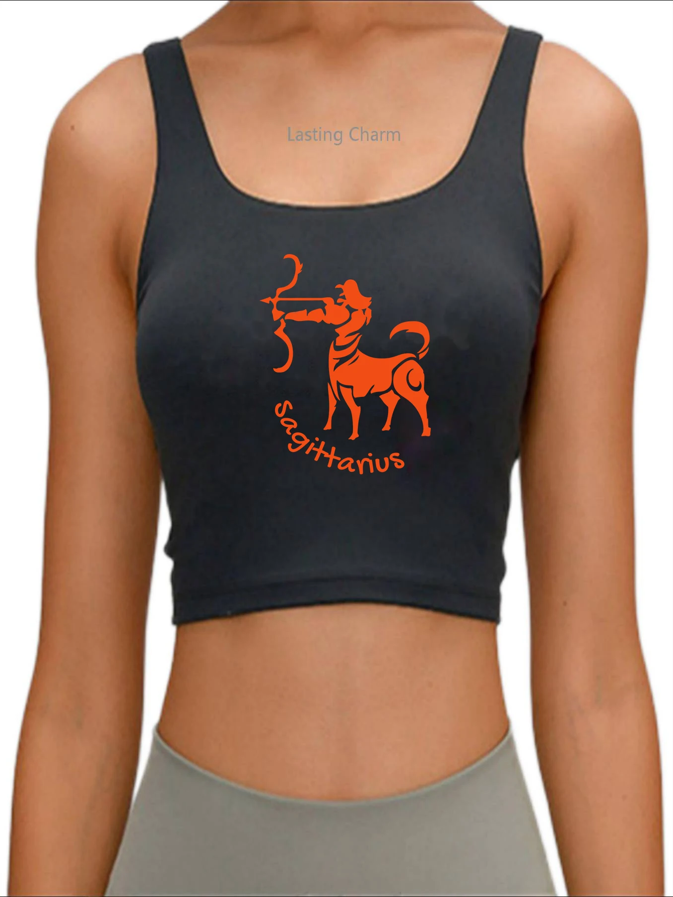 

Sagittarius Creative Pattern Crop Top Women's 12 Constellation Printing Tank Top Summer sleeveless Slim Fit Sport vest