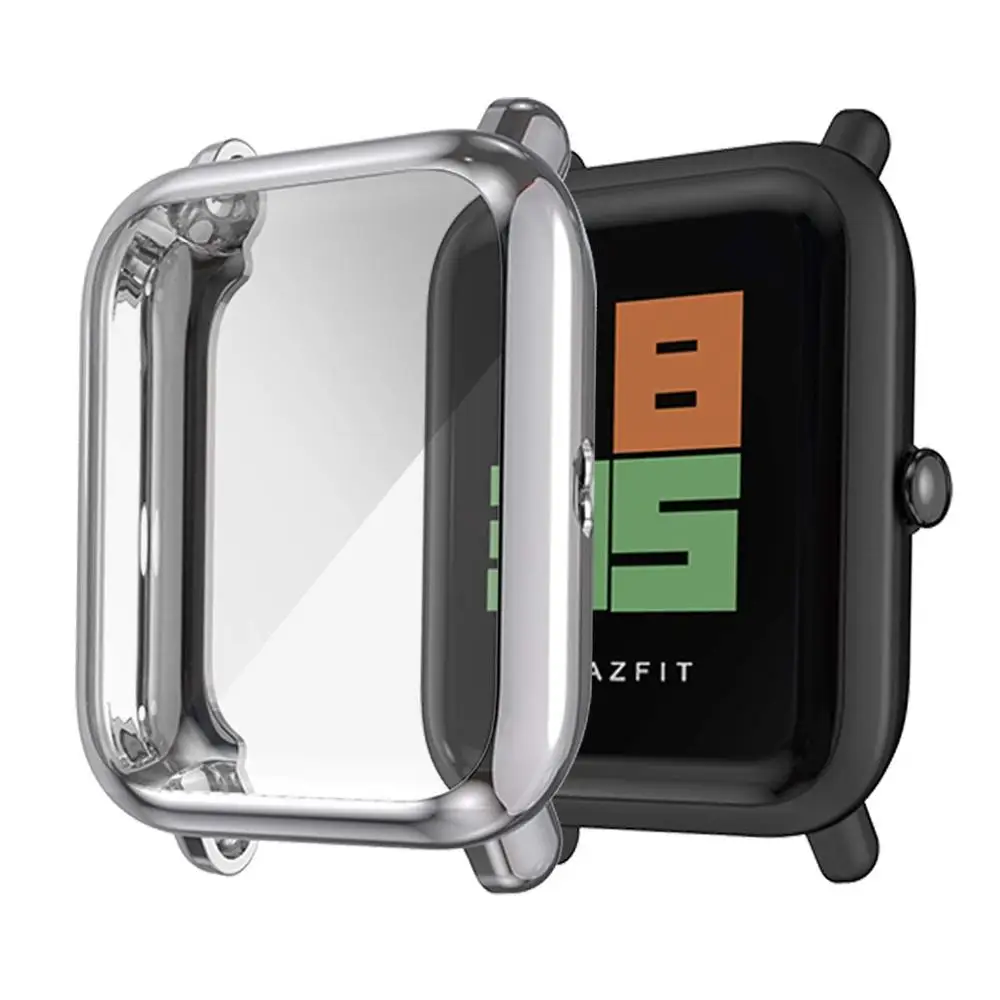 gray Для Huami Amazfit Защитная пленка для экрана тонкая красочная рамка чехол из ТПУ Защитная оболочка Bip Younth часы с защитой экрана - Цвет: gray