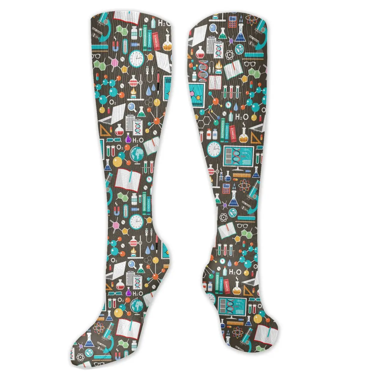 

Компрессионные носки с научным химическим рисунком для женщин и мужчин, приблизительная ширина икры для медсестер, бега, атлетики