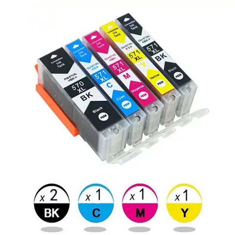 

5PK PGI-570/CLI-571 Compatible lnk Cartridges For Canon Pixma MG5750 MG5751 MG5752 MG5753
