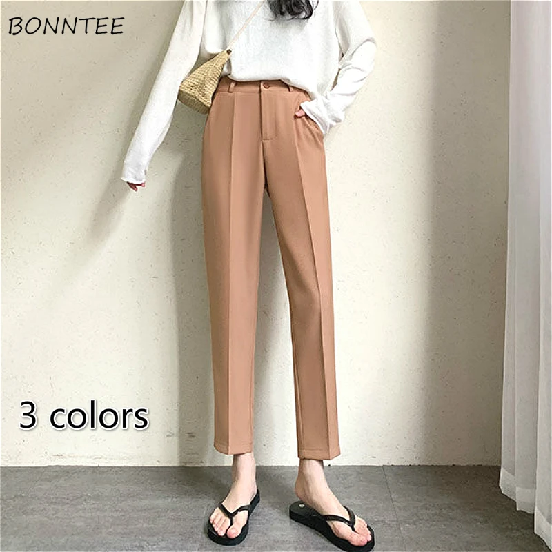 

Pants Women Simple Black High Waist Office Lady Straight Trousers Summer Fashion All-match Chic Soft Elegant Business Femme Pant