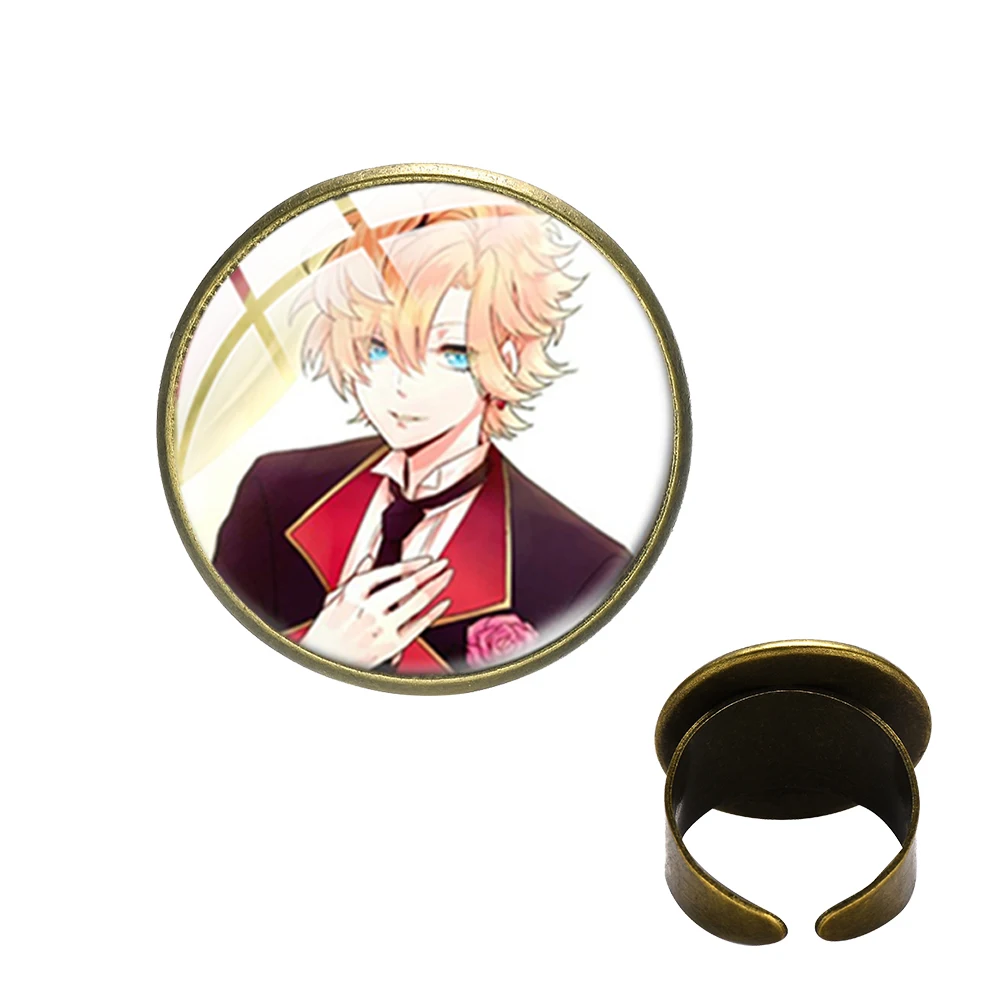Кольцо на тему аниме Devil IK для влюбленных со стеклянным куполом и мультяшным фото