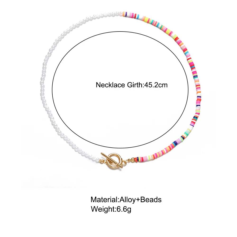 

Colorful Bead Pearl Chokers Necklace OT buckle Strand Beaded Choker Gift For Women Cute Pendant Jewelry 2021 New Trend Party