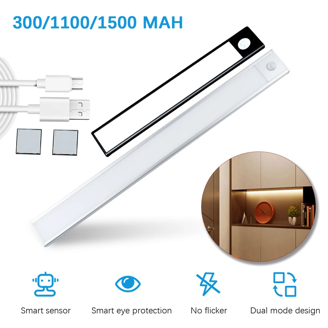 

Ультра-тонкий 23/40/60 см Светодиодная подсветка под шкаф движения PIR Сенсор USB Перезаряжаемые шкаф настенный шкаф ночник Новый