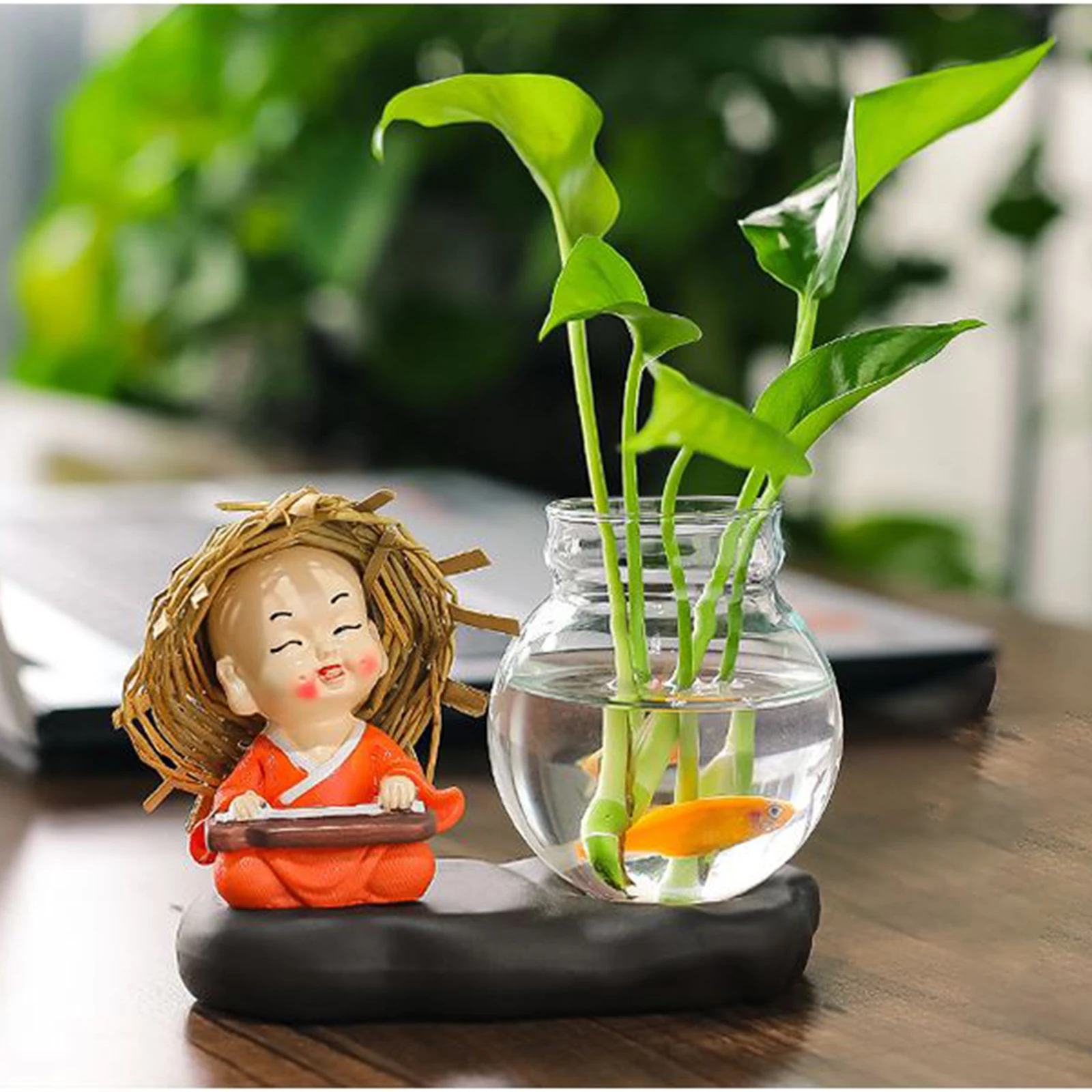 

Полимерная ваза-монах, гидропонное зеленое угольное украшение ручной работы, художественное украшение в китайском стиле