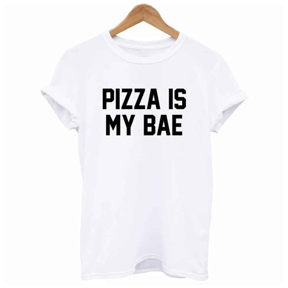 PIZZA IS MY BAE футболка с буквенным принтом Женская свободная коротким рукавом и