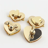2pcs bags heart shaped lock buckle gold metal twist swivel locks clasp diy handbag switch lock hardware accessories