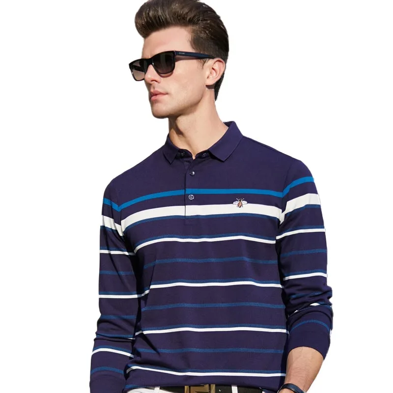 Высококачественная однотонная 3D рубашка поло с вышивкой повседневная мужская