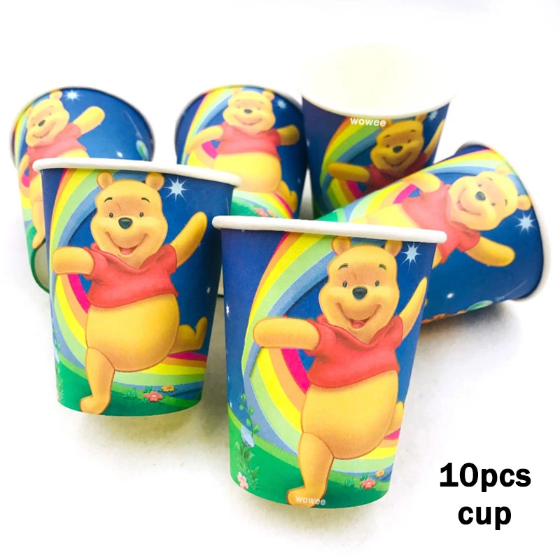 10Paper Cup 2,5 метровый плакат с медвежонком Винни, праздничные принадлежности для дня рождения, праздничные украшения, вечерние украшения - Цвет: 10Paper Cup