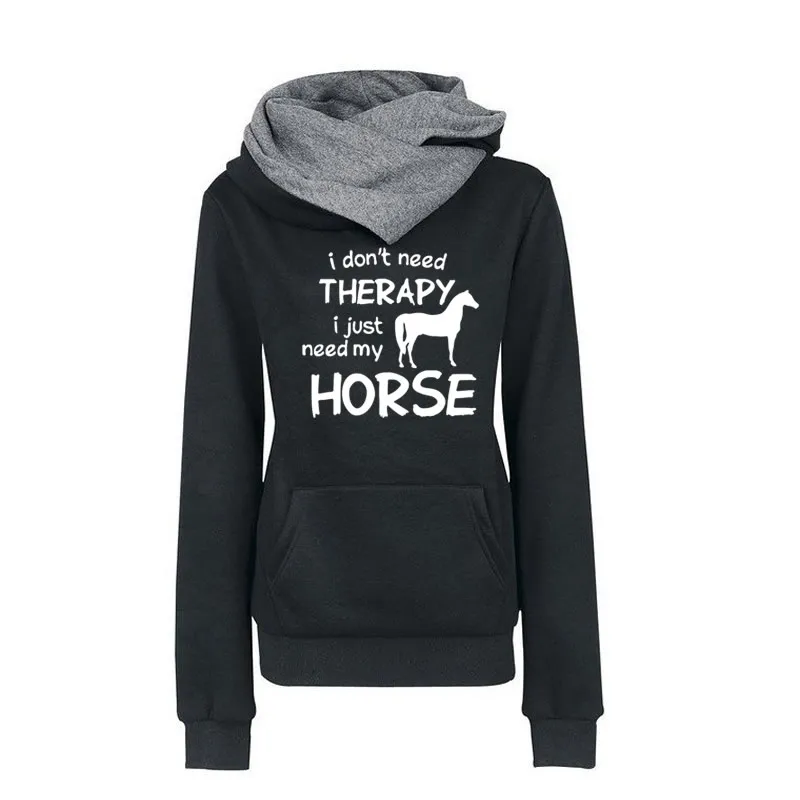 

Horse Riding Hoodie I Dont Need Therapy I Just Ride Hoody Winter Style Funny Sweatshirt Thick Cotton Tops Coats