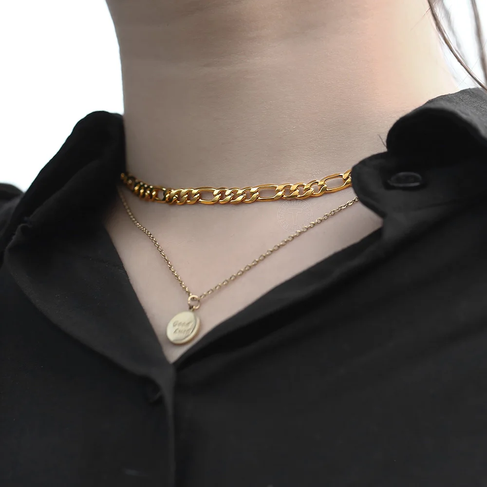 5 мм золотая цепочка из нержавеющей стали колье ожерелье для мужчин и женщин Figaro 18