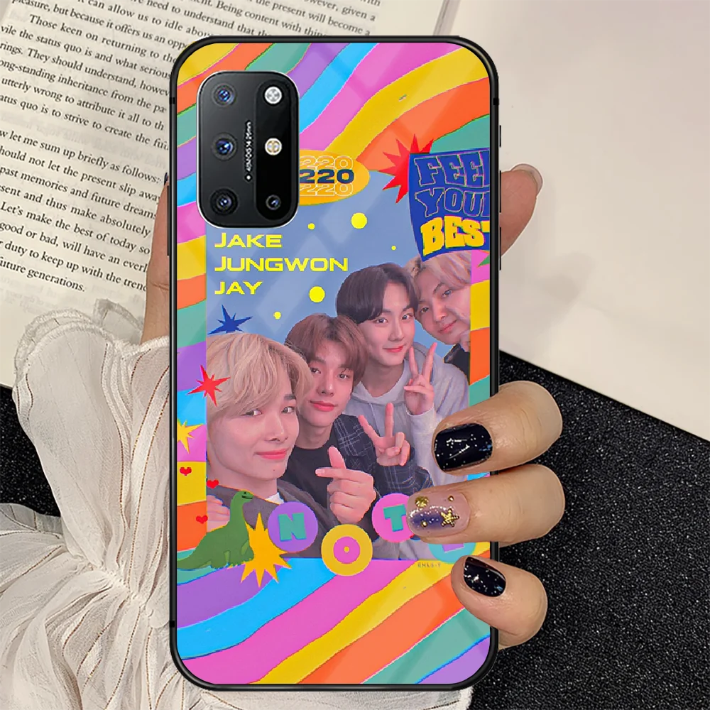 

ENHYPEN kpop Phone Tempered Glass Case Cover For Oneplus 5 6 7 8 9 Nord T Pro Painting Hoesjes Pretty