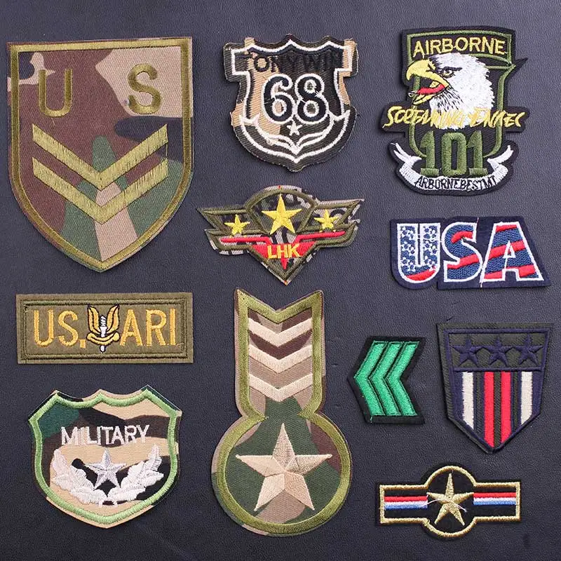 

Military USA Letter Embroidered Patches for Clothing Thermoadhesive Badge Patch Sew Thermal Stickers for Fabric Clothes Applique