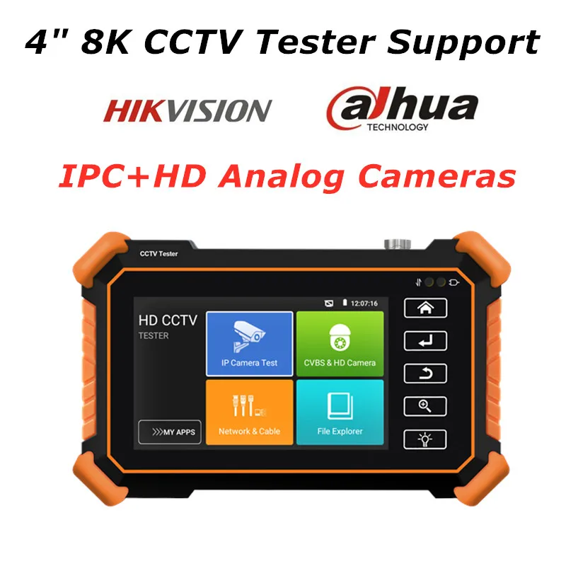 4" Small Size 8K IPC tester CCTV Tester monitor 8mpAHD CVI TVI CVBS Camera teter for Hikvision camera Dahua Huawei | Безопасность и