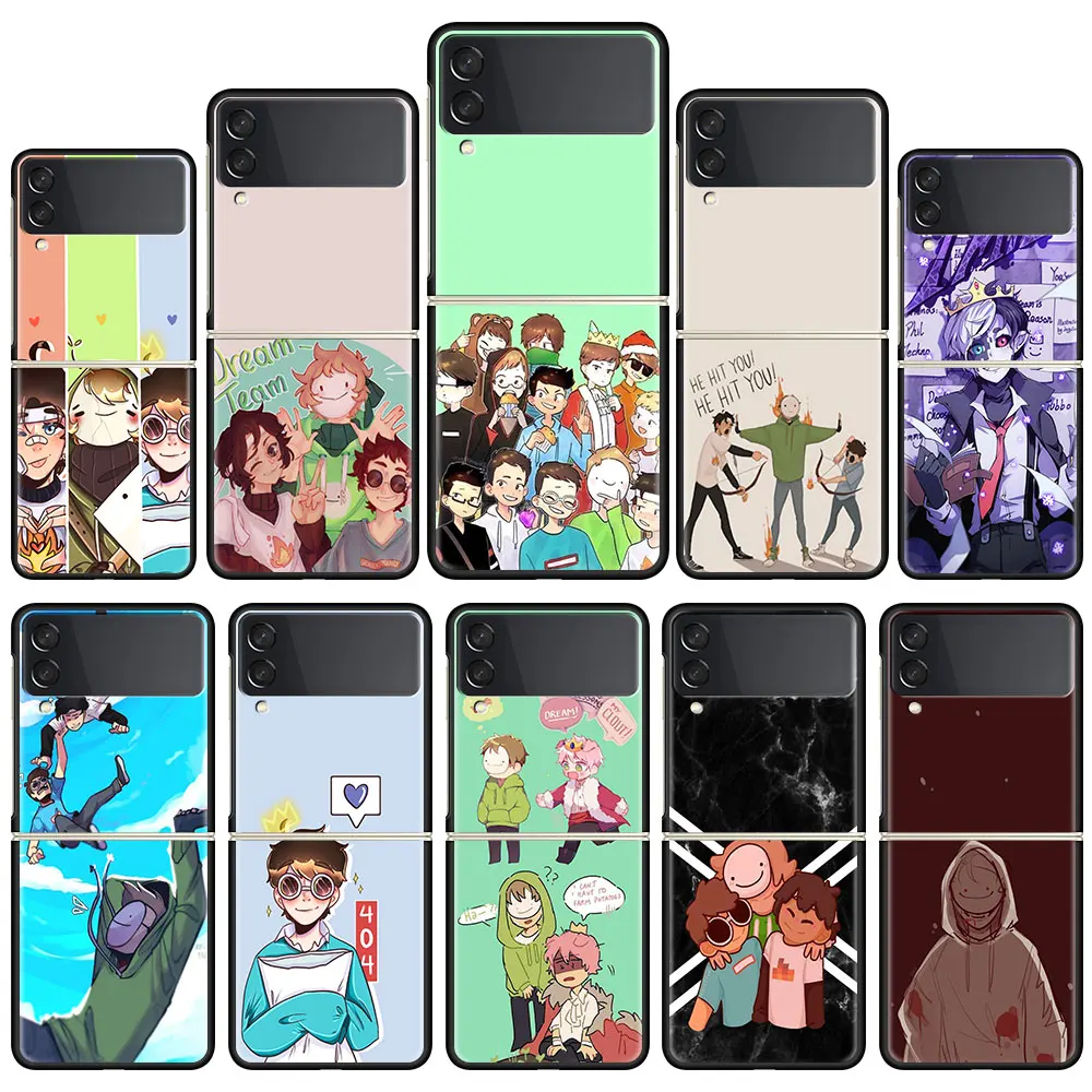 

Folding Phone Case For Samsung Galaxy Z Flip PC Hard Cover Z Flip3 5G Black Plastic Funda Coque Cute Dream Smp Game