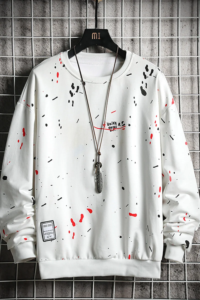 

2021 New Trend Men Hoodies Casual Solid Splice Pullover O-Neck Slim Fit Men's Sportswear Sweatshirt Print Male Hoody Tracksuit