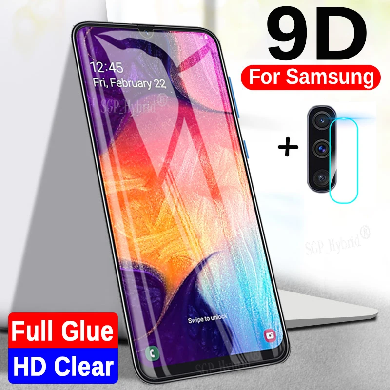 Защитное стекло 2 в 1 9D для Samsung A50 SM A505F защитная пленка экрана камеры Galaxy A40 A70 A30 A50S