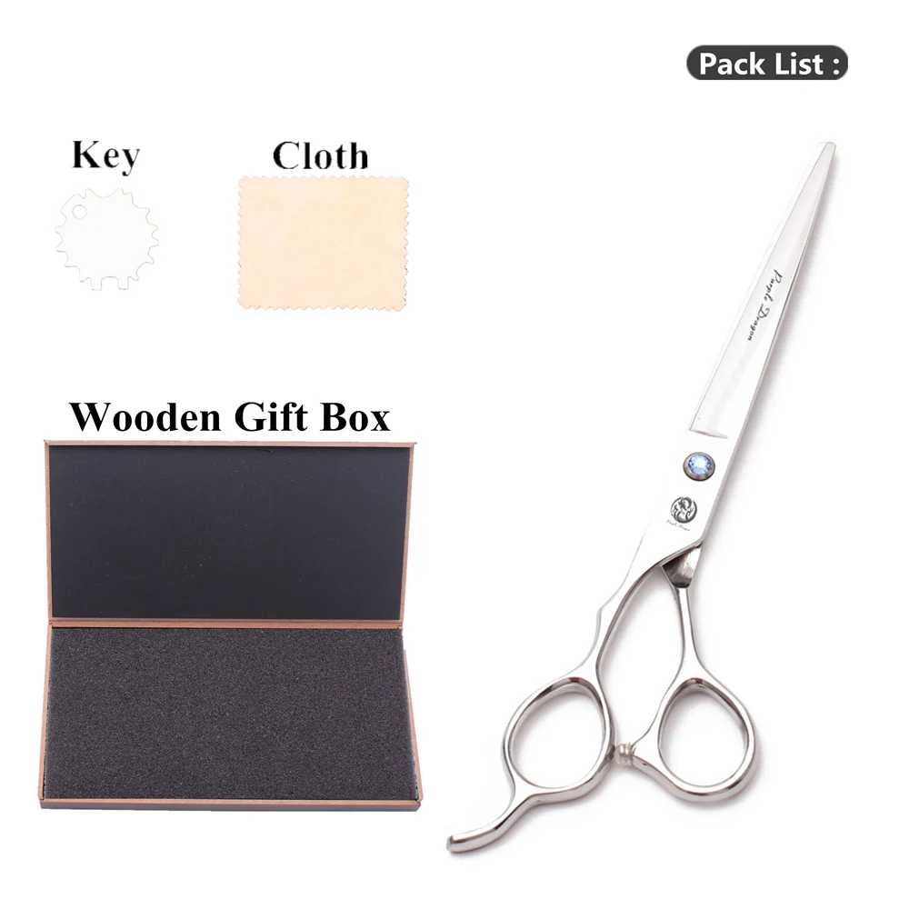 Парикмахерские ножницы для левши филировочные фиолетового дракона из